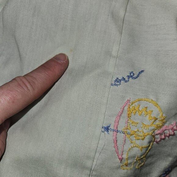 VTG Pale Green Dress Baby Girl 6 Months Embroidered Angels Cupid Valentine's Day - Picture 9 of 11
